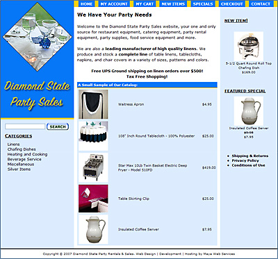 Diamond State Party Sales E-Commerce Web Design Review