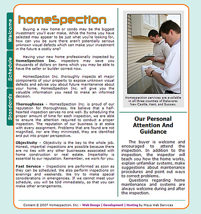 Homespection Web Design Review