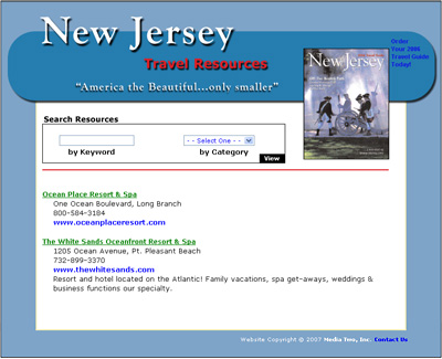 New Jersey Travel Resources Web Design Review